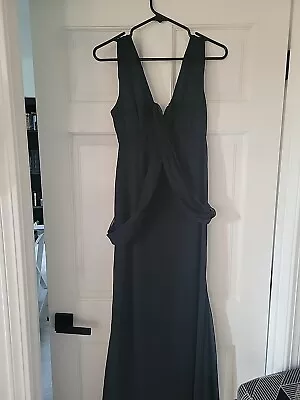 Vera Wang Maids Dress Gown Womens 4 Black Long Sleeveless Sash Evening Wedding • $39