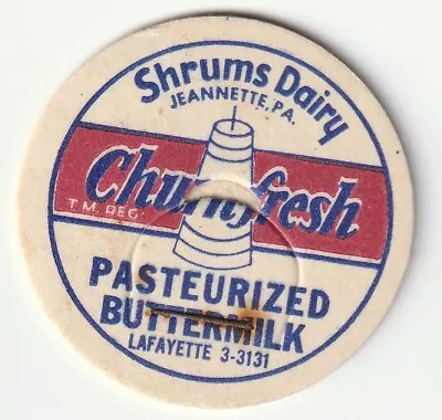 Milk Bottle Cap. Shrums Dairy. Jeannette Pa. • $3.99