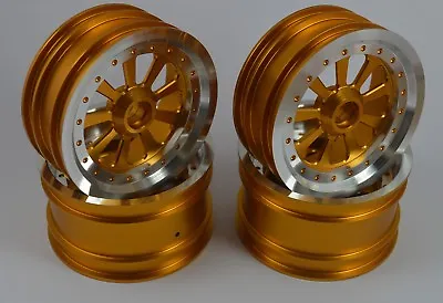 Vintage 2.2“Aluminum Wheels 9 Spokes Gold For Team Associated RC10 World's Car • $143.32