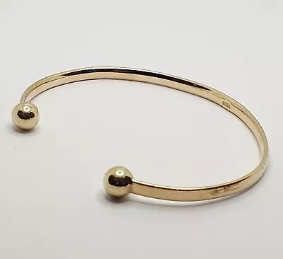 9ct Yellow Gold Torque Bangle With 8mm Balls / Open Bangle / Cuff Bangle • £595