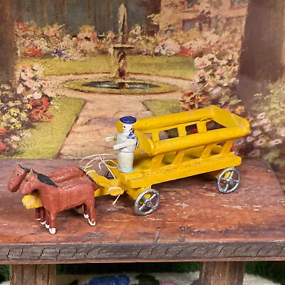 Antique Erzgebirge Putz HORSE CARRIAGE CART Miniature Dollhouse Figure Germany • $55