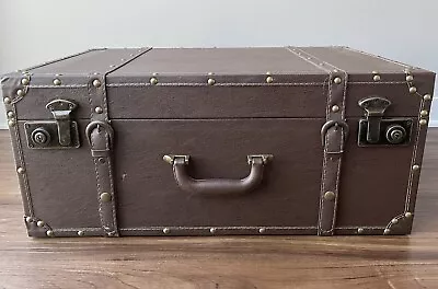 New Brown Faux Leather Vintage Style Decorative Suitcase Trunk – Large • $90
