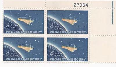 STAMP US SCOTT 1193  Project Mercury  4 CENT  1962 MH PB OF 4 UR • $4.59