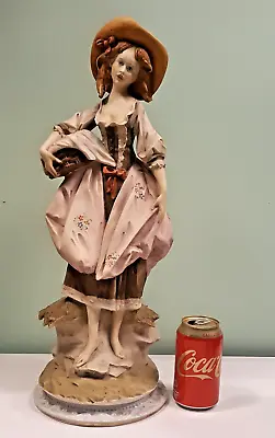 Large Vintage Capodimonte Statue Figurine Tall Peasant Girl Lady 21  • $199.95