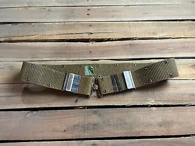 US Military Vietnam Era Nylon OD Green Pistol Web Belt Brass Buckle MEDIUM • $19.90