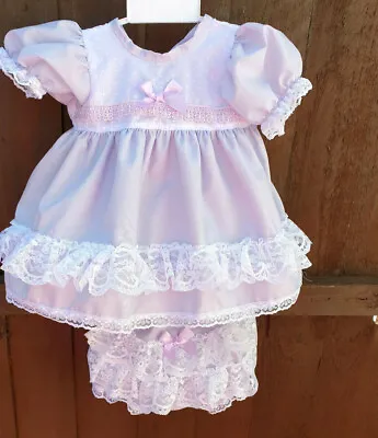 DREAM 0-5 YEARS Pastel Traditional Lined Dresss And Frilly PANTS Or Reborn Dolls • £19.99