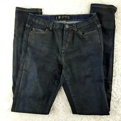 Zara Basic Womens Dark Wax Skinny Jeans SIZE 4 Wax Coating Blue Jeans (Y) • £3.25