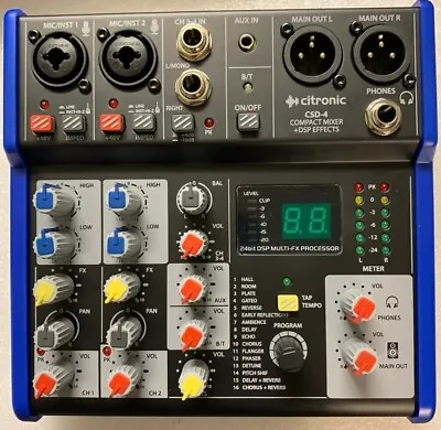 Compact Mixing Desk  - Citronic CSD-4 With Bluetooth And DSP Effects • £109