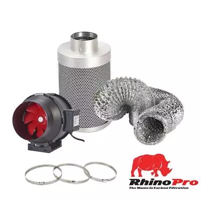 Rhino Pro Carbon Filter Fox Twin Speed Fan Aluminium Ducting Filter Kit • £95