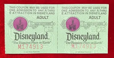 1980 Disneyland A - E TICKET Magic Kingdom Club Magic Key Coupon  2 TICKETS   A8 • $4.80