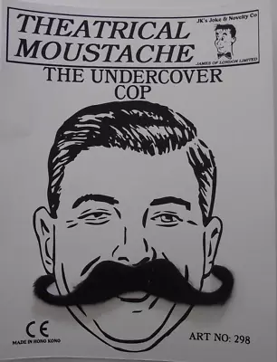 Fake Moustache  The Undercover Cop  Theatrical Fancy Dress Costume Halloween • £2.99