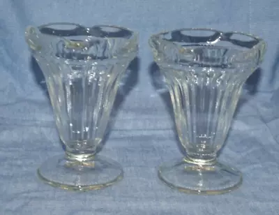 2 Vintage Heavy CLEAR Glass Jeannette ICE CREAM SUNDAE DISH Diner Soda Fountain • $9.99