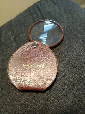 Vintage Bausch & Lomb Folding Magnifying Glass In Leather Case 1.8 Lens 4.6 Long • $29.95