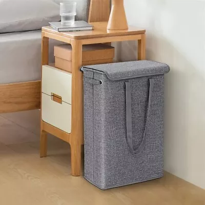 Foldable Laundry Basket Thick Linen Hamper Bag With Lid Laundry Storage Basket • £38.50