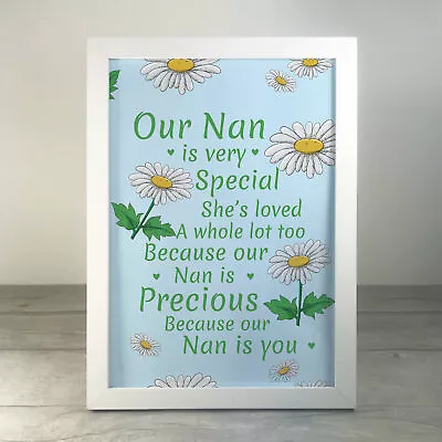 Nan Mothers Day Framed Print Gift For Nan Nanny Novelty Grandparent Gift For Her • £4.99