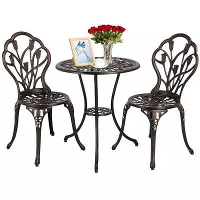  Aluminum 3-Piece Bistro Set With Table & Chairs For Outdoors Multiple Colors • $151.19