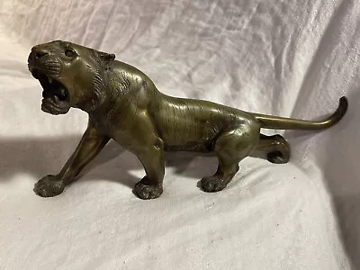 Antique Chinese Or Japanese Bronze Tiger SIGNED W/ Asian Characters • £279.14