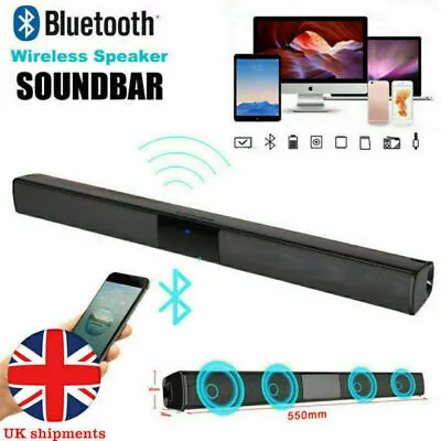 £25.19 • Buy Wireless Bluetooth Soundbar Home Theater 3D Sound Music Speaker Subwoofer System
