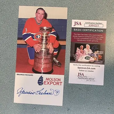 Maurice Richard Montreal Canadiens Signed Autographed Picture Postcard Hof Jsa • $59.99
