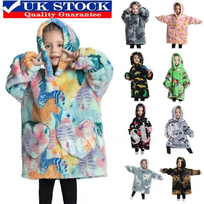 £13.37 • Buy Kids Boys Girls Hoodie Blanket Oversized Plush Soft Sherpa Sweatshirt Wearable