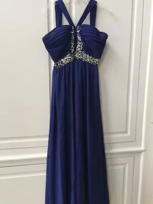  Formal Event Elegant Blue Gown Masquerade Size 9/10 With  Beading  • $24.99