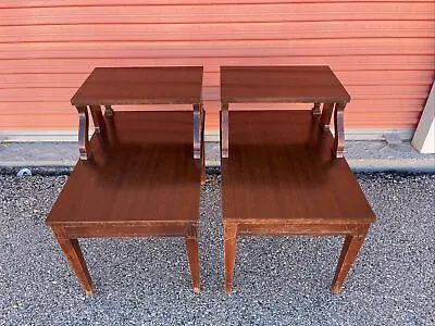 Pair Of Vintage Mersman End Table Genuine Mid Century Modern Tiered Step 2 Tier • $299.95