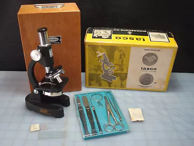 Vintage Tasco Deluxe Microscope Kit 600XK Zoom Model With Wooden Box • $42.44