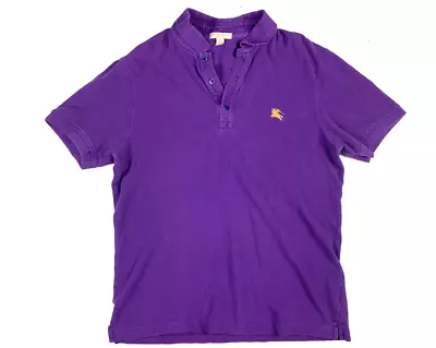 Burberry Brit Polo Shirt Mens Large Purple Short Sleeve Cotton • $32.95