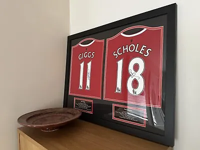 £429.99 • Buy Manchester United Ryan Giggs Paul Scholes Signed Framed Shirts Coa Rare 18 11_