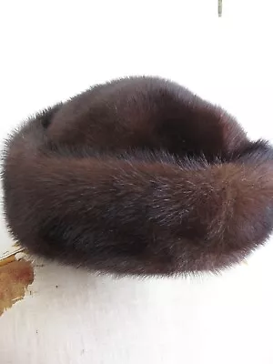 Demi Buff Mahogany Brown Mink Fur Hat Beanie Beret • $99.99