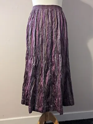 LIBERTY 100% Silk Skirt Vintage 90s Lilac Purple To Fit Size 10 Elastic Waist  • £50