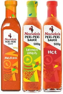 Nando's 500g Peri Peri Sauce - Hot/ Medium / Lemon & Herb  • £10.49