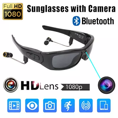 HD 1080P Bluetooth Glasses Camera Sunglasses Eyewear DVR Digital Video Audio Cam • $45.28