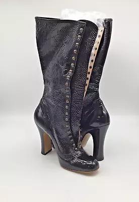 Vivienne Westwood Portrait Secretary Black Leather Lace-Up Boots Size 40 NWD • $399.99