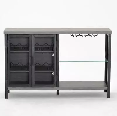 Farmhouse LED Metal Bar Cabinets For Wine Liquor With Bottle Rack/Glasse Hook • $180.49