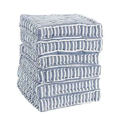 $108.20 • Buy 6x Garden Chair Seat Cushions 40cm X 40cm Indoor Outdoor Dining Pads Blue Stripe