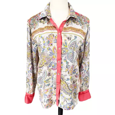 Zara Paisley Handkerchief Satin Blouse Top Women’s Large • $30