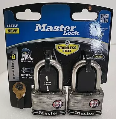 Master Lock Padlock Stainless Steel Lock 1-1/2  2 Pack 5SSTLF Keyed Alike NEW • $19.99