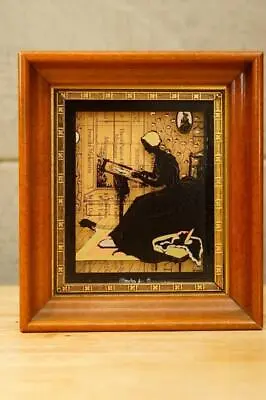 Vintage Reverse Painted Silhouette Framed Art Richards Germany Lady Needlepoint • $28.99