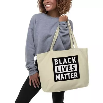 Large Organic BLM Tote Bag Black Lives Matter • $22