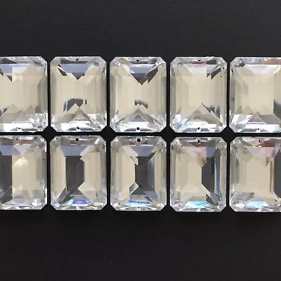 10 X Oblong Large Sew-On Stone/Gem/Jewel.  Crystal Or Black Diamond. 24x18 Mm. • £4