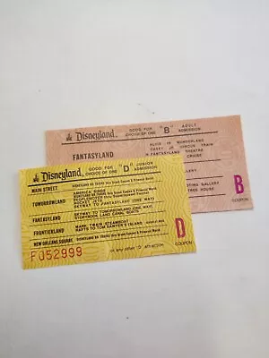 1970s Magic Kingdom Adult + Junior B And D Tickets Coupons Disneyland 52999! • $11.20