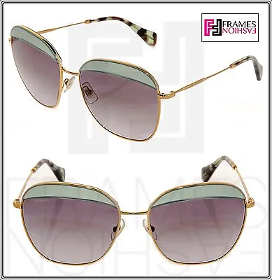 MIU MIU NOIR 53Q Square Gold Opal Green Gradient Sunglasses MU53QS Authentic • $163.44