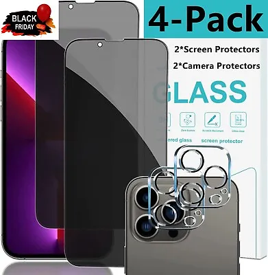 For IPhone 15 14 13 12 11 Pro Max Privacy Tempered Glass Screen Camera Protector • £3.55