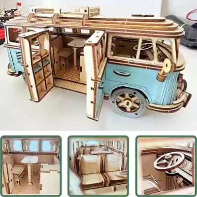 Retro Bus 3D Wooden Puzzle: DIY Ideal Jigsaw Toys For Children • £23.97