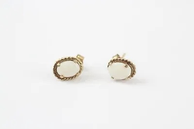 9ct Gold White Opal Stud Earrings - Approx. Gross Weight 1g • £80