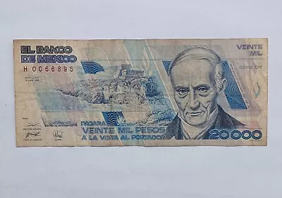 1989 MEXICO 20000 PESOS BILL NOTE DON ANDRES QUINTANA Bank Currency Money • $19.99