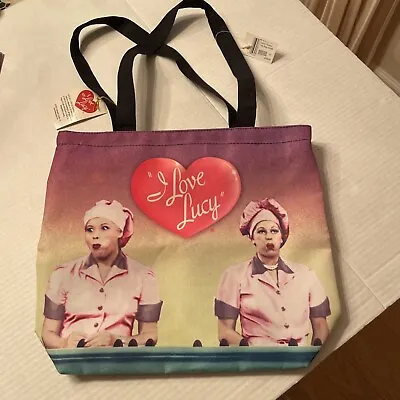 I Love Lucy Candy Factory Tote Bag  12”  X 14” Pink Heart Lucy + Ethel Vintage • $25