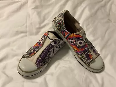 Ed Hardy Slip On Laceless Sneakers Shoes Skull Low Tops Y2K Women’s Size 7 • $35