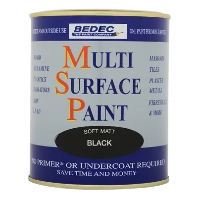 Bedec Multi Surface Paint Soft Matt Black 750ml Tiles / UPVC / Walls No Primer • £21.60